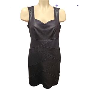 VANITY Sweetheart Neckline Waterfall Pattern Midi Black Fitted Dress Size Medium